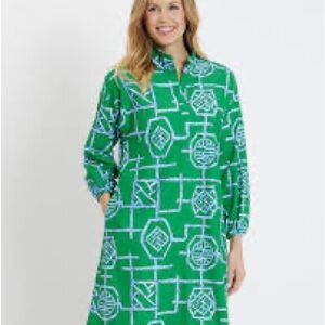 Jude Connally Green and Blue Patterned Dress